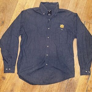 Antigua Blue Casual Button Down Shirt with Adjustable Cuffs